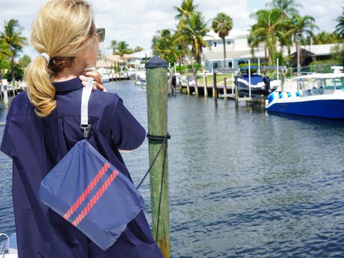 Bolsa de praia Tyvek impermeável personalizada: bolsa leve para maquiagem úmida e seca em listras de corda náutica