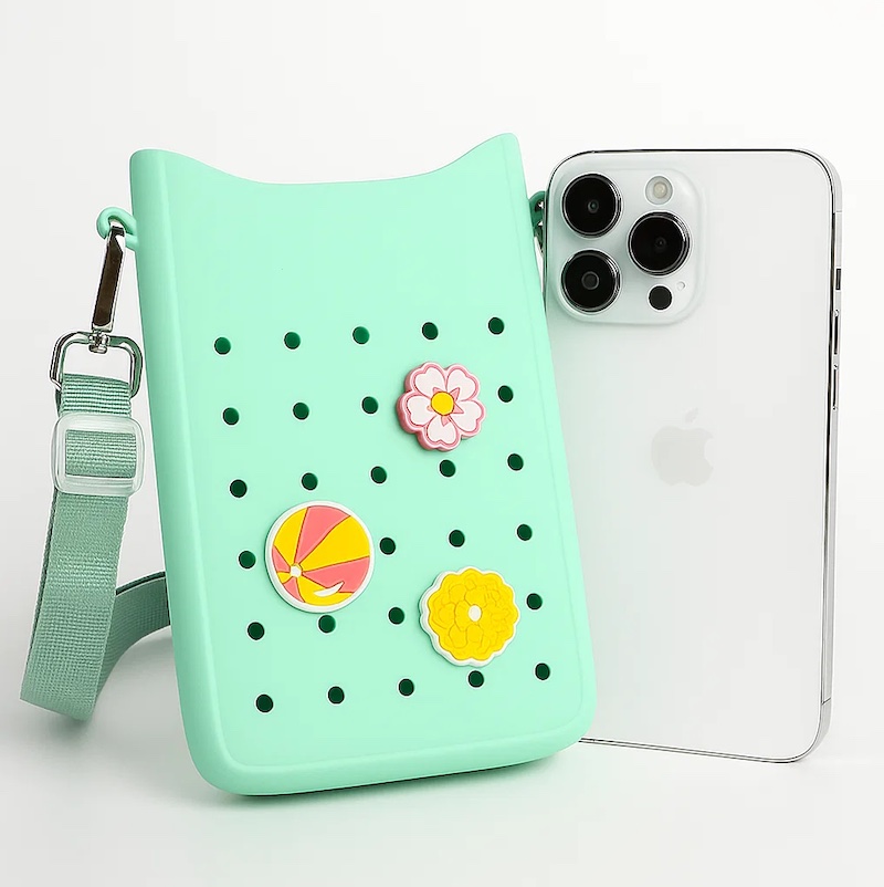 Bolsa transversal de silicone Candy Beach para celular – Bolsa de ombro à prova d'água e com viva-voz para mulheres