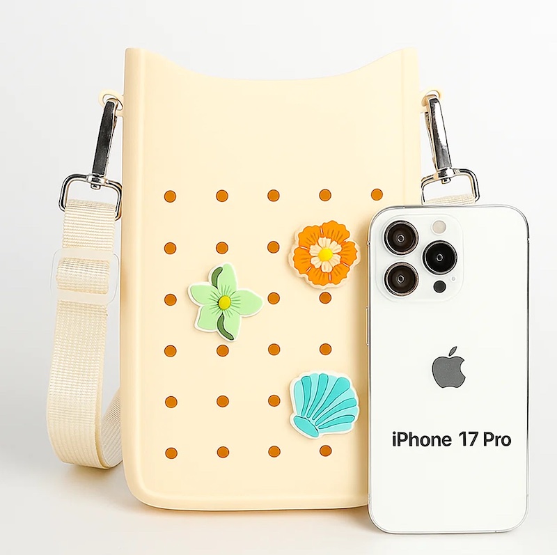Bolsa de ombro de silicone com estampa de doces para meninas para iPhone 17, Pro, Pro Max – à prova d'água, portátil e transversal para todas as estações